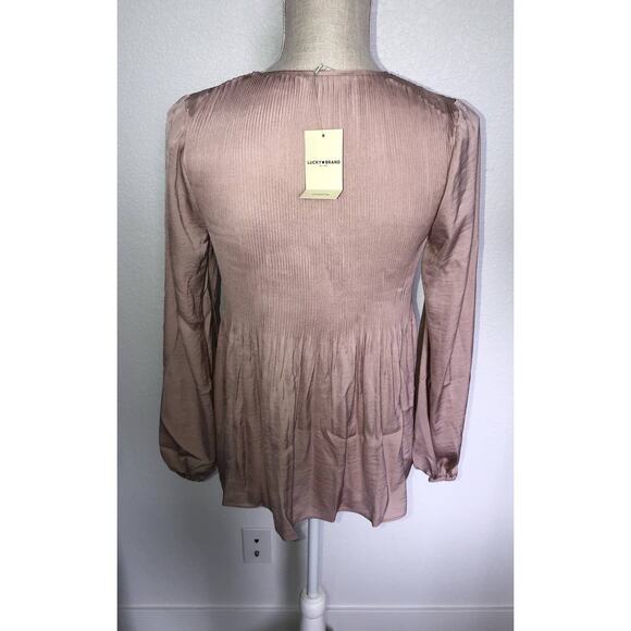 Lucky Brand Blush Pleated Peasant Blouse - XS - Picture 3 of 3